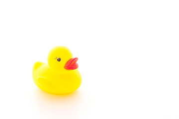 Little duck, yellow rubber duck on white background.