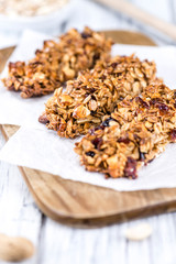 Homemade Granola Bars with Peanuts and Cranberries (selective fo