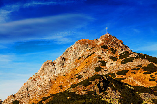 Fototapeta Mountain landscape with rocks and Giewont peak