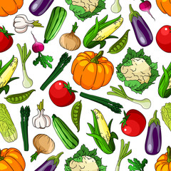 Seamless farm grown organic vegetables pattern