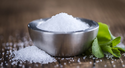 Stevia (as granular; selective focus)