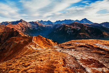 Mountain landscape with rock path