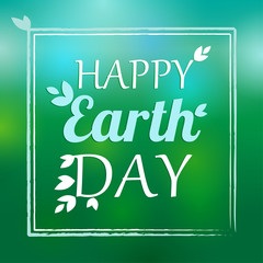 Happy Earth Day sky. Happy earth day lettering card, poster for Earth Day vector illustration with text and leaves