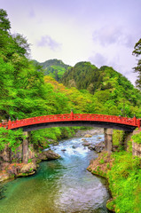 Fototapeta na wymiar Shinkyo, Sacred Bridge, main way to the Futarasan Shrine in Nikko