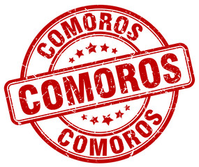 Comoros red grunge round vintage rubber stamp