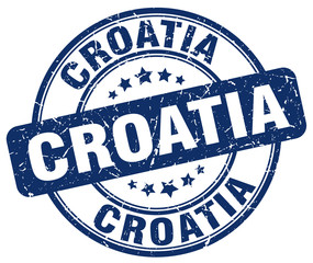 Croatia blue grunge round vintage rubber stamp