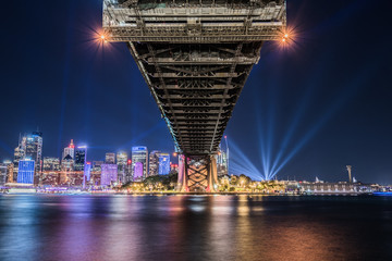 SYDNEY, AUSTRALIA - May 29, 2016, Sydney skyline Vivid night view from Milson point illuminated...