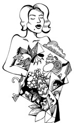 beautiful girl. Retro style