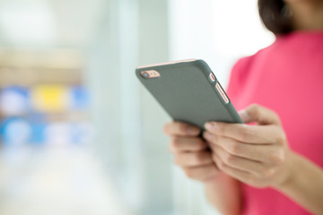 Woman hold with phone