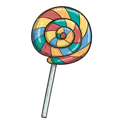 Colorful Lollipop Candy With Swirl Also Color And Line