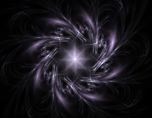 Fototapeta premium Particles of abstract fractal forms on the subject of nuclear physics science and graphic design. Geometry sacred futuristic