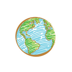 Earth icon. Colorful world. Earth icon doodles style.