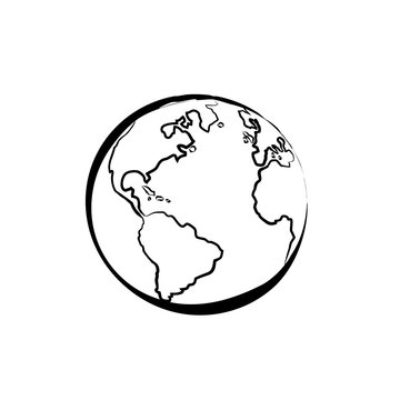 Earth icon , hand-drawn. Earth icon doodles style.