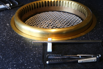 Raw Beef on hot coal(YAKINIKU is Japan)