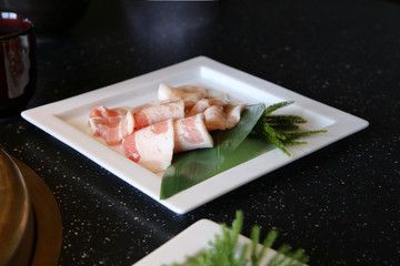 Raw Beef on hot coal(YAKINIKU is Japan)