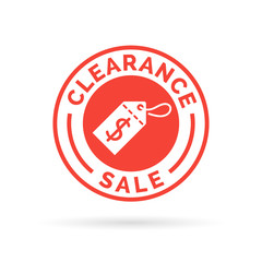 Special clearance sale promotion badge sign with red dollar label icon. Vector illustration. - obrazy, fototapety, plakaty