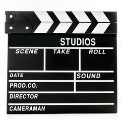 Clapper board isolated on white