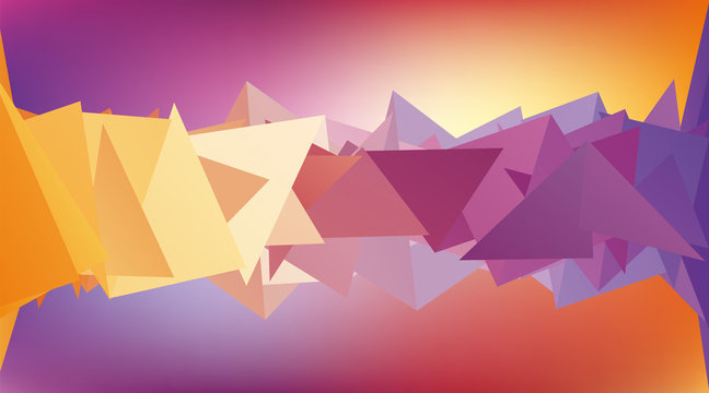 Multicolored low polygon shapes, color mosaic, vector design, creative background, purple and yellow, templates design