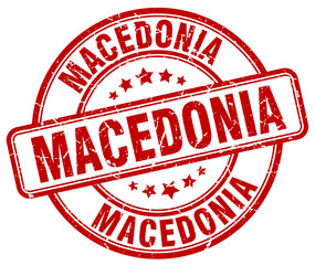 Macedonia red grunge round vintage rubber stamp
