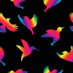 Fototapeta na wymiar Vector seamless pattern with colorful gradient birds