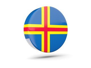 Round icon with flag of aland islands