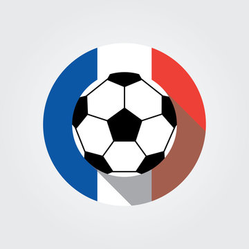  Euro 2016 France football championship with ball and france flag colors. Soccer cup, football championship. A soccer ball on a France flag.