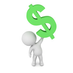 3D Character Holding Up a Dollar Symbol