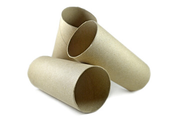 Tissue paper core on white background