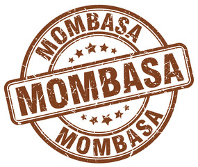 Mombasa brown grunge round vintage rubber stamp