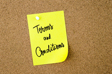 Terms and Conditions written on yellow paper note