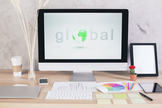 Global network on creative desktop