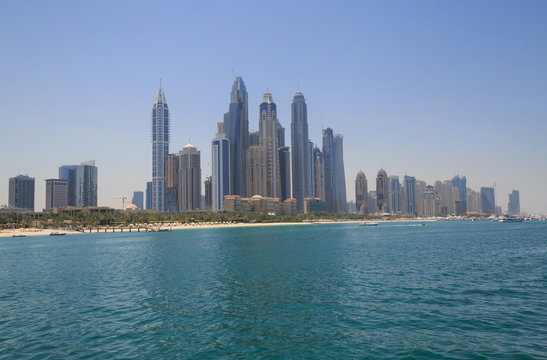 view on district Marina in Dubai from sea