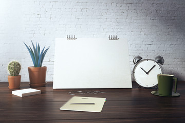 Desk with blank card