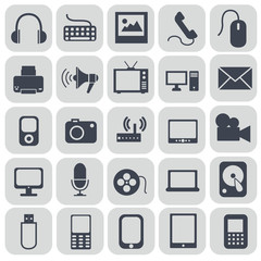 Technology icons on grey background