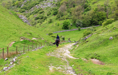 Fototapeta na wymiar Horse riders in the Derbyshire Dales