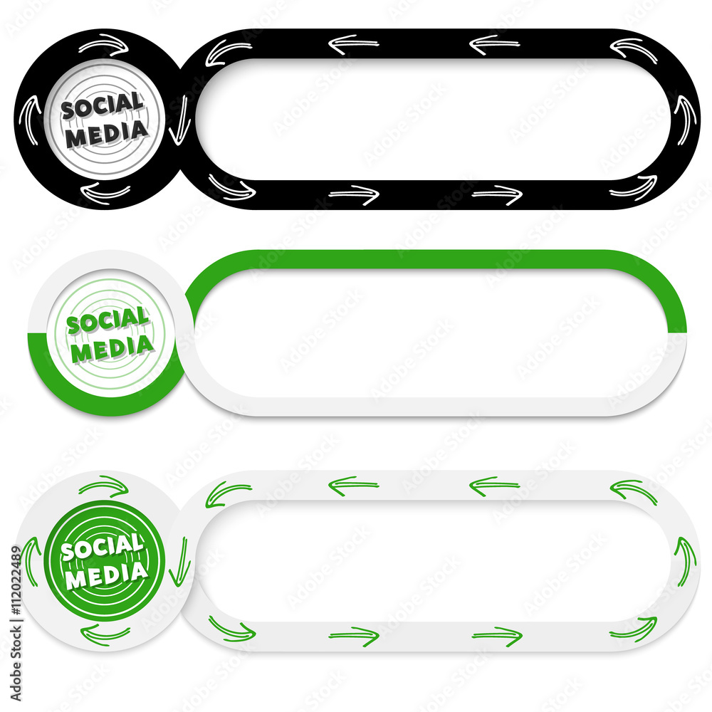 Poster abstract buttons for your text and icon of social media