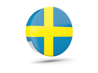Round icon with flag of sweden