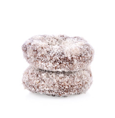 chocolate donut on white background