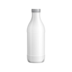 Plastic bottle template. For milk or yogurt product. Blank packaging isolated on white background. Package template. Realistic 3d pack mockup. Ready for design. Vector illustration.