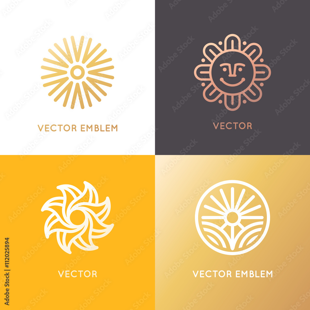 Poster vector abstract logo design template in trendy linear style