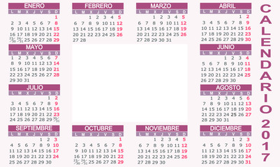 Spanish Calendar 2017