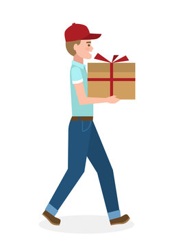 Delivery man with gift