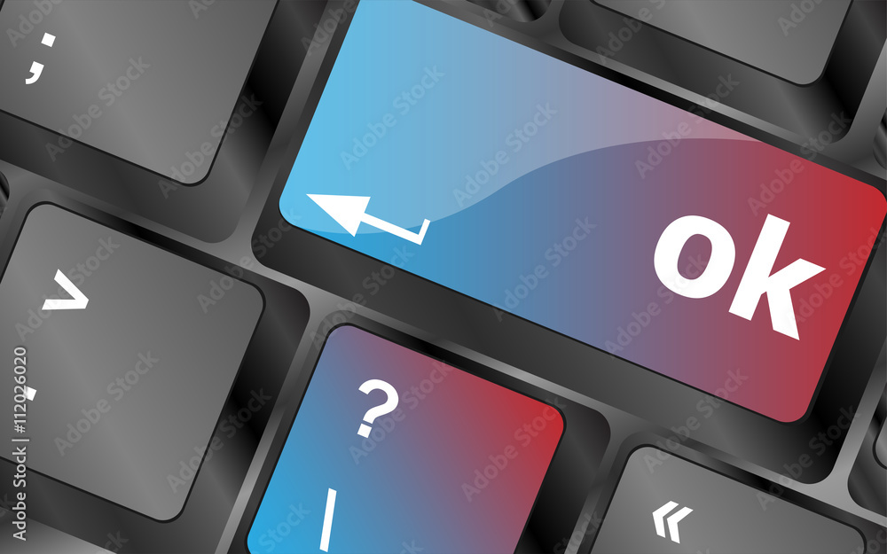 Poster ok button on keyboard keys, business concept vector, keyboard key, keyboard button, vector keyboard
