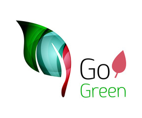 Fototapeta na wymiar Colorful leaf logo. Geometric abstract icon. Nature or eco concept