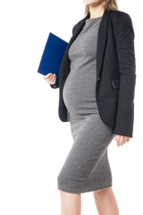 Beautiful pregnant woman with folder