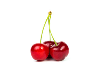 Sweet fresh cherry isolated on white