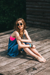 hippie girl on the dock