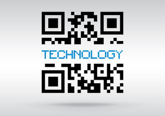 Technology symbol, vector conceptual QR code to scan