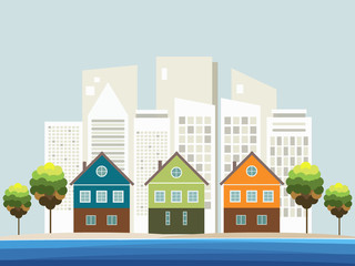 Naklejka premium Colorful Beach Houses For Sale / Rent. Real Estate