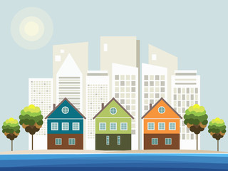 Naklejka premium Colorful Beach Houses. Real Estate Concept